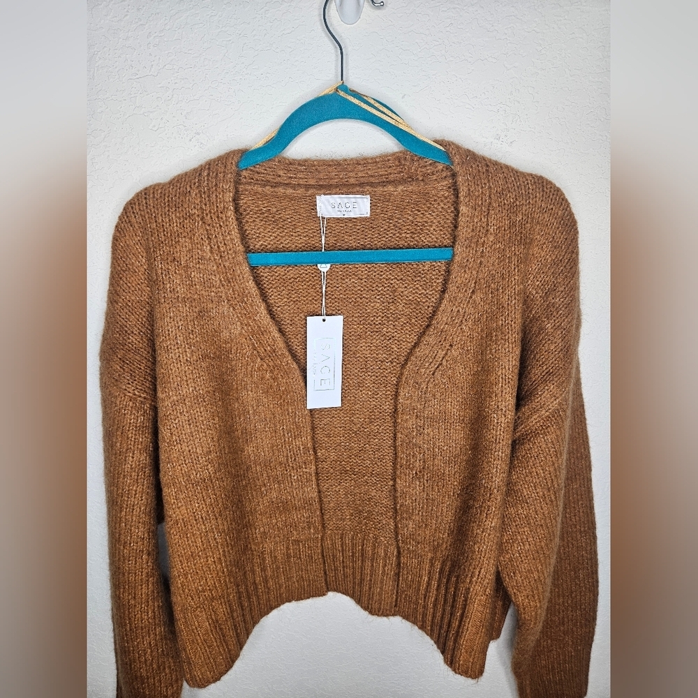 Sage Women's Chunky Tan Knit Cardigan - Picture 2 of 8